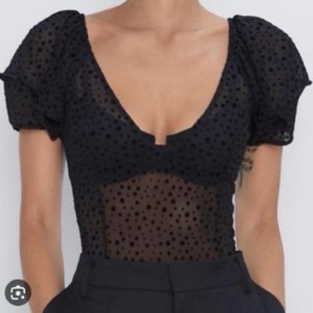 Black Mesh Spotted Bodysuit